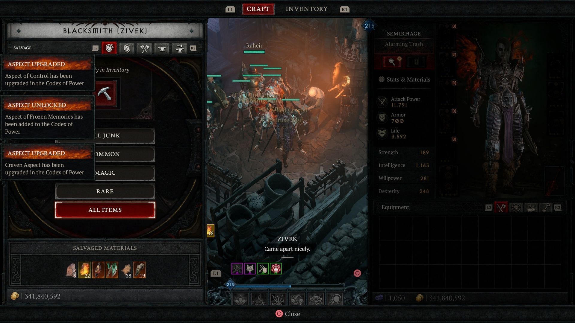 You will see the results of Salvage on the left side of the scree (Image via Blizzard Entertainment)